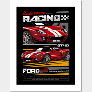 Vintage V8 GT40 Car Posters and Art